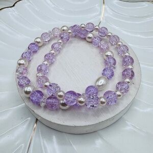 Lilac Gradient Glass Beaded Bracelet Style
